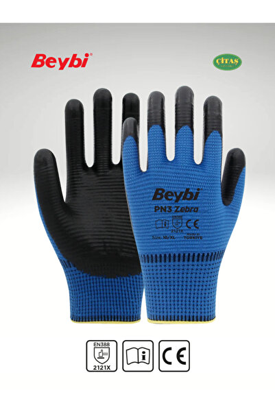ÇİTAŞ Beybi Pn3 Zebra Polyester Örme Nitril Eldiven Mavi 10 Numara Xl Iş Eldi...