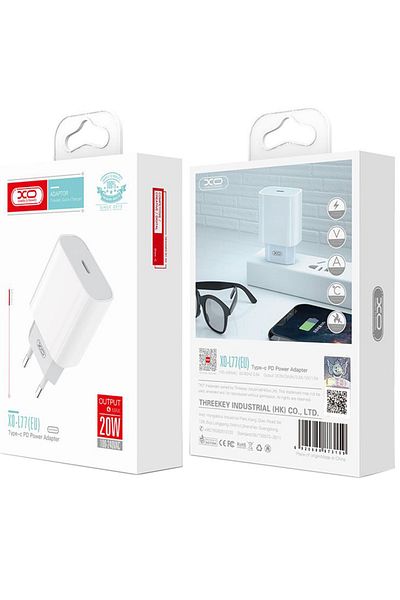 REDz Accessories Adaptor încărcător UE XO-L77, port tip C, încărcare rapidă 20W, alb