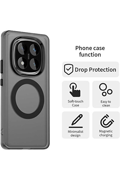 m.tk moveteck Xiaomi Redmi Note 14 Pro 5G Kılıf Kamera Çıkıntılı Mat Magsafe Özellikli Kenarları Renkli Sert Kapak