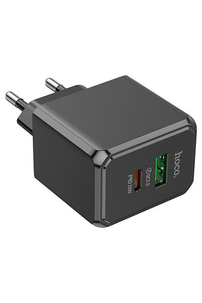REDz Accessories Adaptor cu porturi duble, Hoco Cs14a, USB tip C, încărcare rapidă 20w, negru