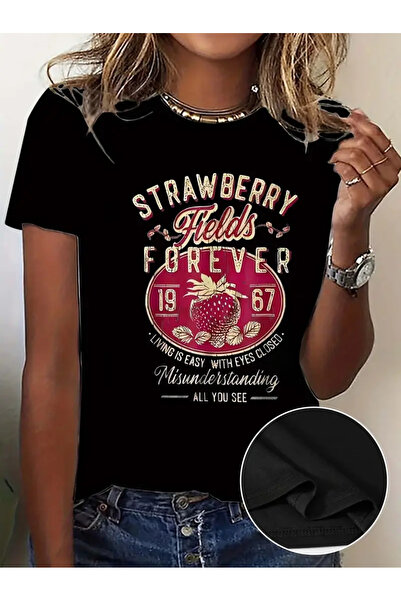 AEMİ Unisex Jagodina Polja Zauvek Štampano 100% pamuk Oversize kroj T-shirt