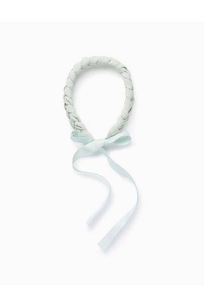 Ziddy Braided Ribbon with Bow for Girls, Light Green