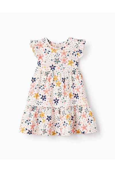 Ziddy Floral Cotton Dress for Baby Girls, Multicolour