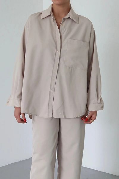 My Blog Natural Marlin Belted Shirt Trousers Set - 8453