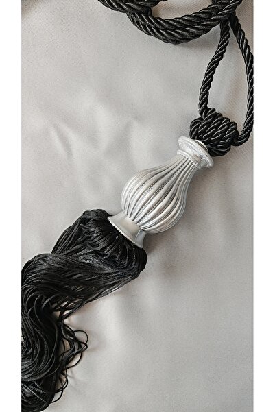 GLOMAR Siyah Gri Braçol Kornişe Takma Tavan Yan Bağlama Perde Toplama Aksesuarı Tieback