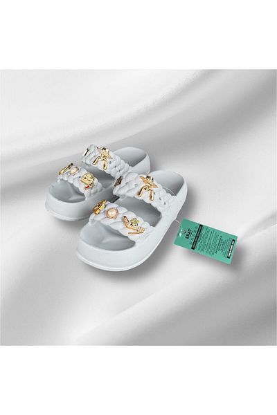 Sonimix Sonimx Women's Double Band Stone Light Orthopedic Sole Beach Pool Daily Slippers