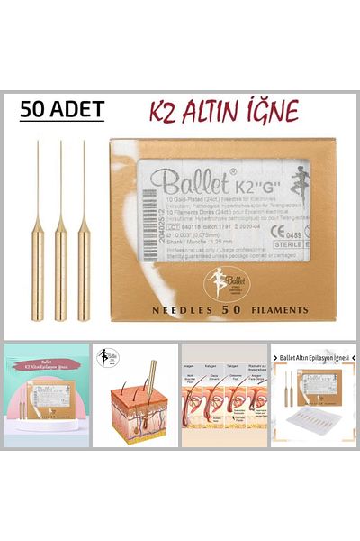 Ballet 50 Pieces K2 Gold Hair Removal Needle Original Ballet K2 Gold Needle