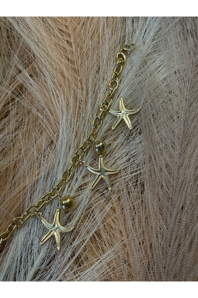 Onsiletişim سوار LOTUSBYBUKET من الفولاذ الذهبي على شكل نجم البحر بسلسلة سميك...