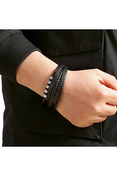 SIC MODA Bratara otel inoxidabil si piele SIC MODA 5632A, 4 mm