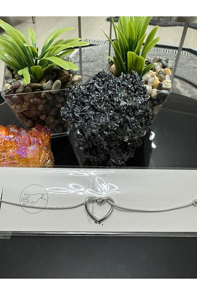 Asef Hediye Silver Color Heart Model Bracelet (Non-Tarnish, Stainless)
