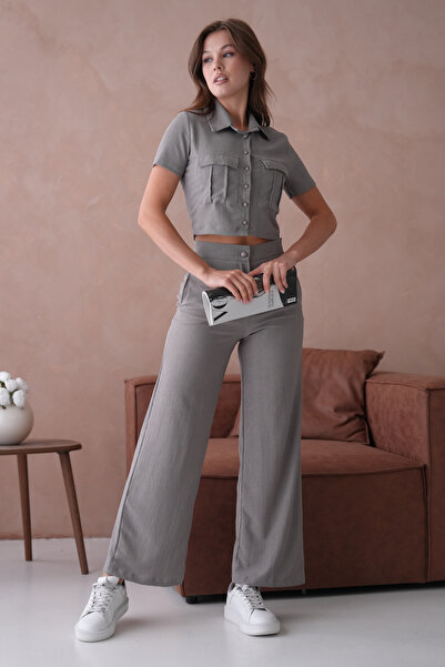 VOLT CLOTHİNG Women's Button Detailed Capped Pant Suit