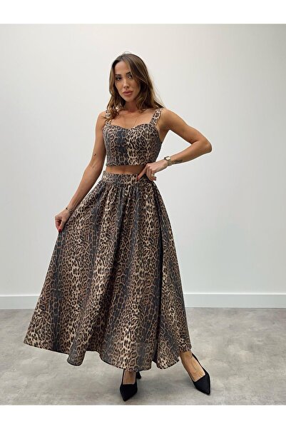 Maldia Shop Women's Zeya Crop Skirt Leo Set Suit