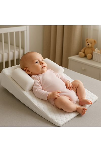 Molmini Reflux Pillow Reflux Bed Baby Reflux Pillow with Washable Cover – Ergonomic Design with Side Support