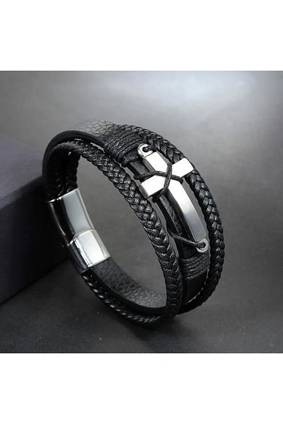 SIC MODA Stainless steel and leather bracelet SIC MODA 5629