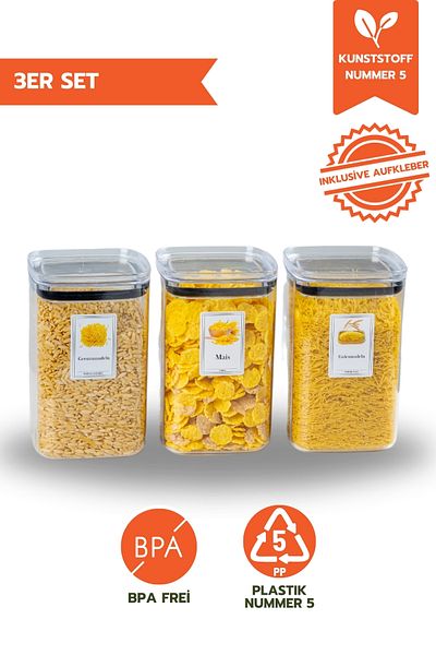 Ginza Maison 1 Lt Vacuum Storage Container With Lid 3 Pieces