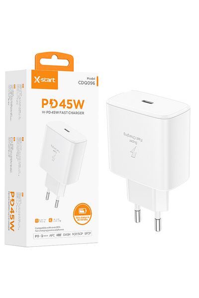 REDz Accessories X-start Cdq096 Charger Adapter, Type-c Port, Fast Charging 45w, White