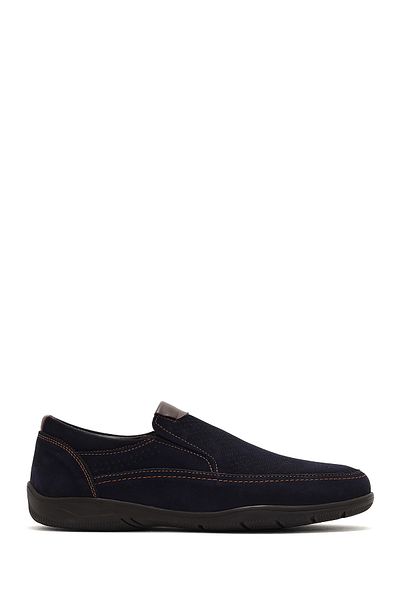 Derimod Men's Navy Blue Nubuck Leather Casual Loafer 25Sfd7112V3
