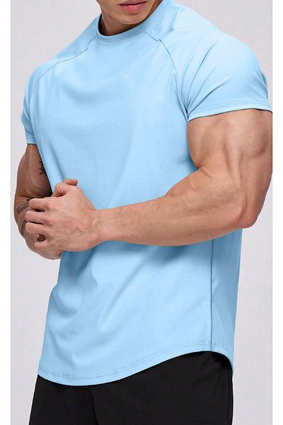 GHASSY CO. Ghassy Co. Ανδρικό Running Sports Raglan Oval Cut χτενισμένο βαμβακερό μπλουζάκι