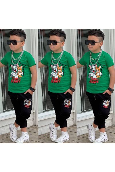 öykümgaleria Boy's Summer Tom And Jerry Bottom Top Set