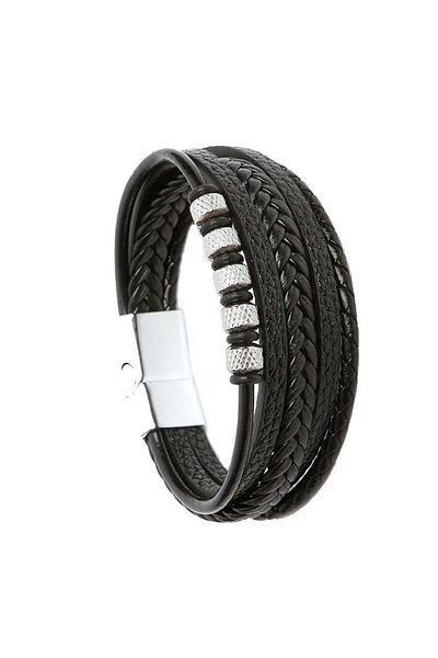 SIC MODA Stainless steel and leather bracelet SIC MODA 5632A, 4 mm
