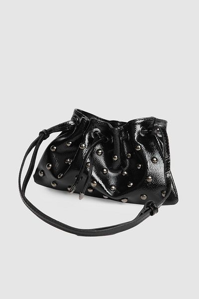 Bymiel La'Graccio Paris Women's Carola Patent Leather Stone Strap Bag Black