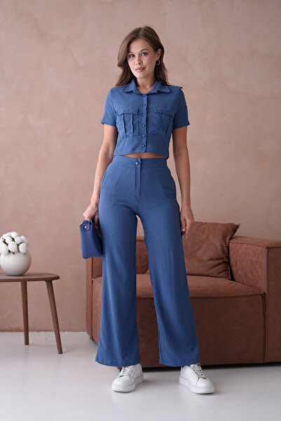 VOLT CLOTHİNG Women's Button Detailed Capped Pant Suit