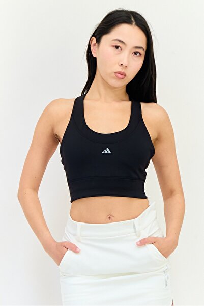 adidas حمالة صدر رياضية بشعار العلامة التجارية للنساء، باللون الأسود