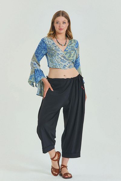 Los banditos Women's Large Size Pants with Adjustable Waist and Rope Detail