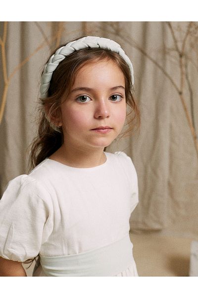 Ziddy Braided Ribbon with Bow for Girls, Light Green