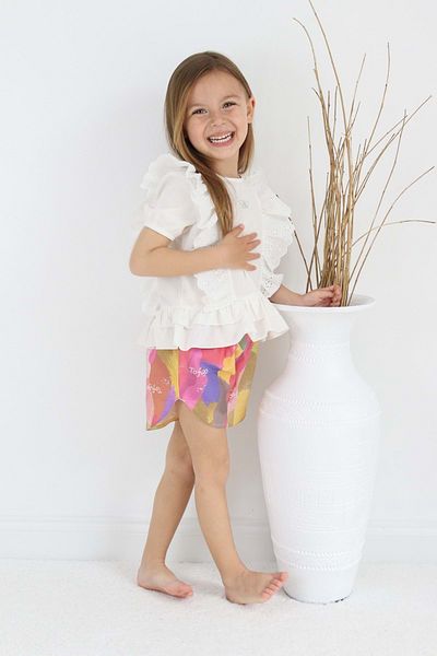 s.t. sebat tekstil Cotton Woven Girl's Suit with Shorts