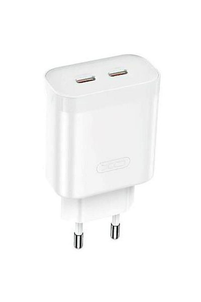 REDz Accessories Adaptor încărcător XO-L105, tip C dual, încărcare rapidă 35W, alb