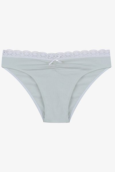 koza iç giyim Women's Front Waist Lace Elastic Panties with Shirring and Bow Detail