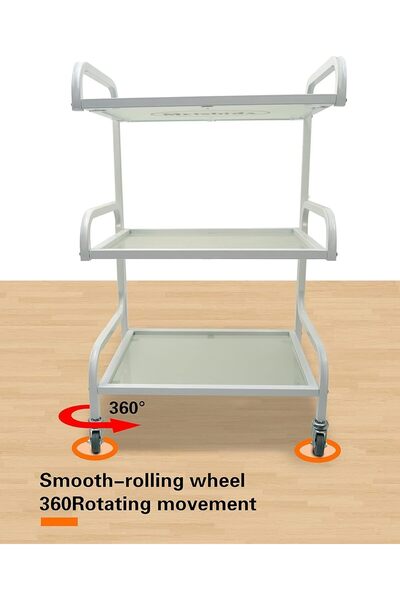 LA PERLA TECH عربة زجاجية احترافية متينة مزودة بثلاث طبقات من الأرفف الزجاجية للصالونات والمنتجعات الصحية