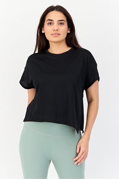 adidas Women Sportswear Fit Short Sleeve Outdoor Top, Black