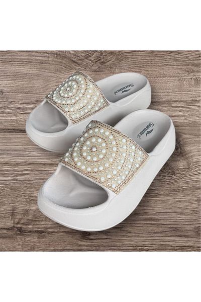 Sonimix Women's High Sole Stone Orthopedic Sole Light Beach Pool Daily Slippers