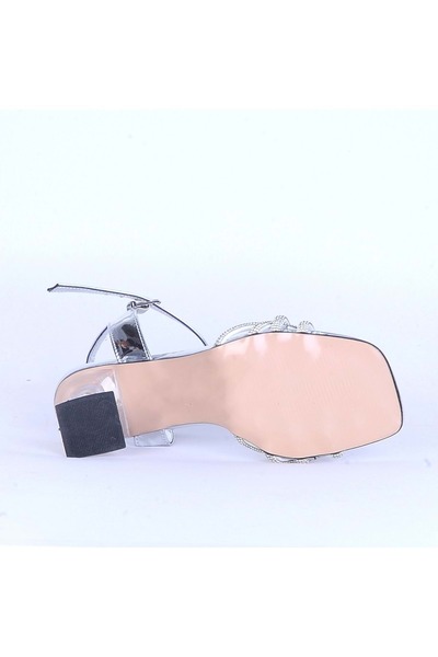 moda ayakkabım Moda Ayakkabı 532 Parlak Taşlı 7Cm Şefaf Topuklu Ayakkabı