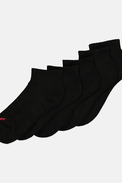 SKECHERS Women 10 Pairs Brand Logo Quarter Socks, Black