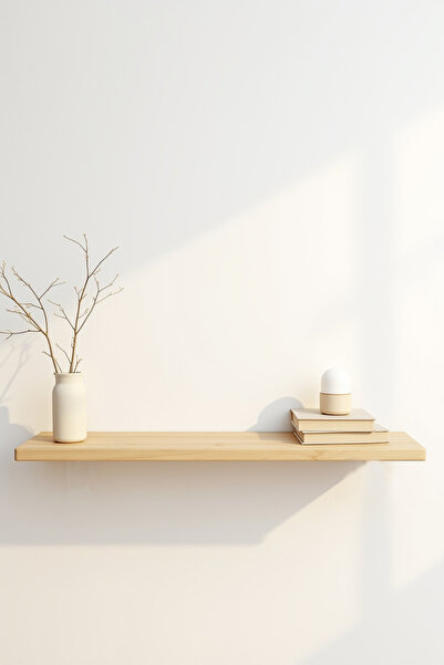 The N Wood Doğal Ahşap Gizli Raf Tutuculu Minimalist Duvar Rafı