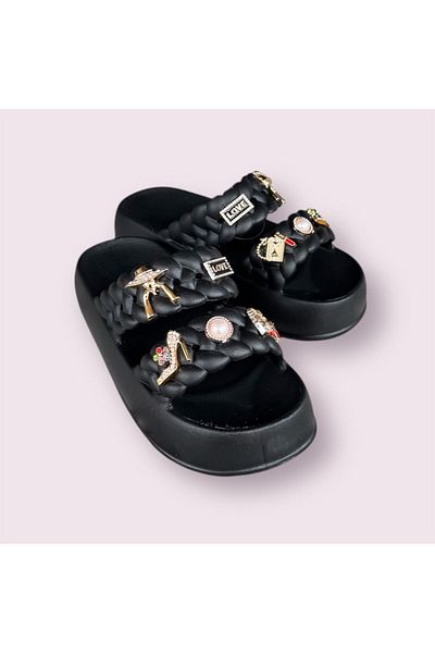 Sonimix Sonimx Women's Double Band Stone Light Orthopedic Sole Beach Pool Daily Slippers