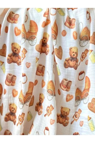 ToprikoKids Baby Bear 100% Organic Cotton Double Layer Muslin Blanket