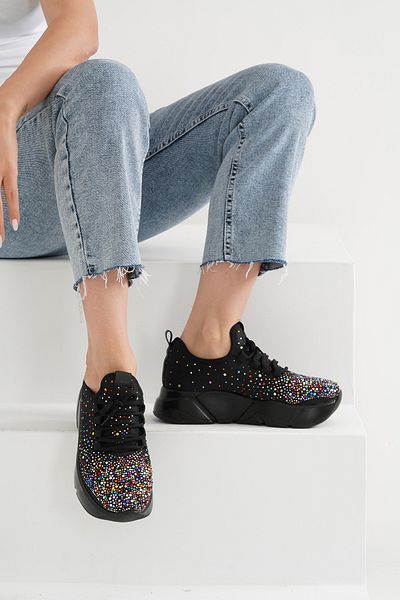 Beyond Women's Black Sole Multi Stone Sports Sneaker 4.5 cm Byndrsl400