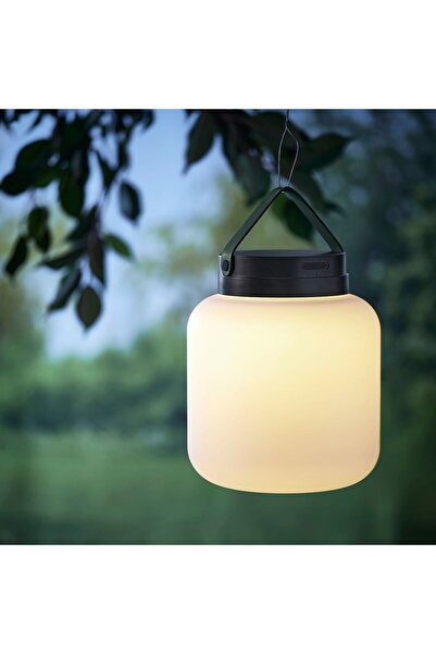 IKEA LÄNSPORT Portable LED Lamp, Battery-Powered, White/Dark Gray, 22 cm