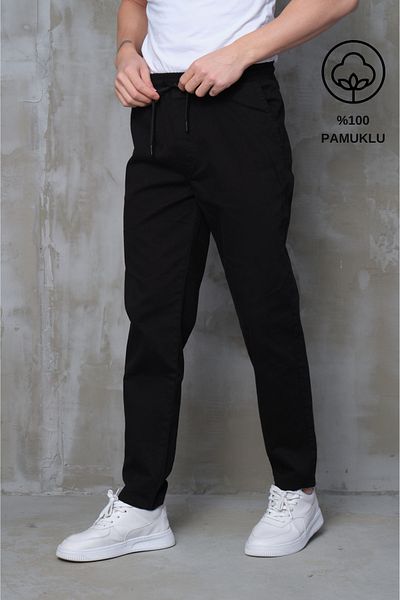 VIKUNYA Ανδρικό Jogger 100% βαμβακερό ίσιο παντελόνι Premium με ελαστική μέση