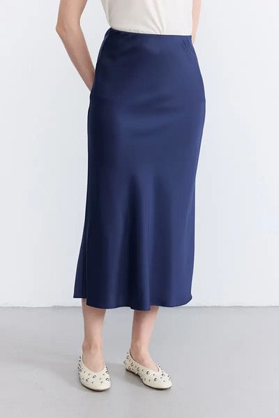 Gusto Fusta din satin - Albastru Marin