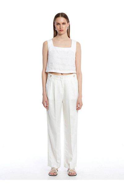 Knitss White Linen Trousers