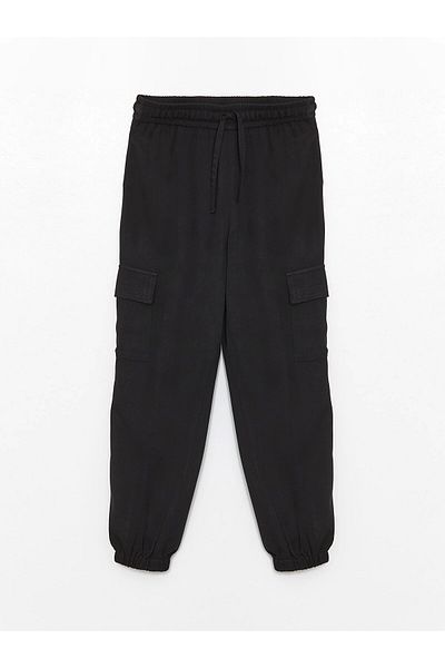 LC Waikiki Lcw Kids Black Elastic Waist Girls Cargo Jogger Pants