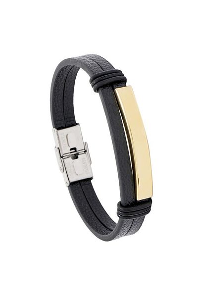 SIC MODA Men's stainless steel and eco-leather bracelet 4354