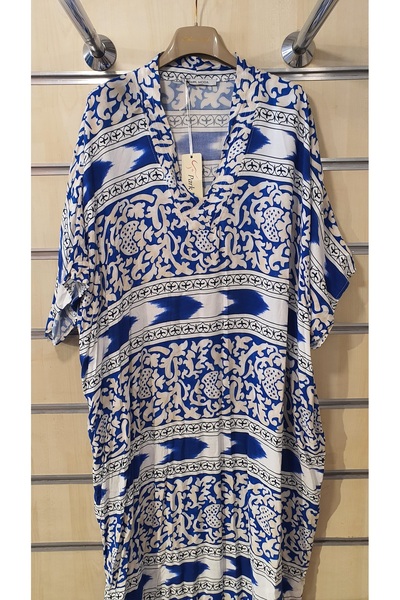 Park Moda Desenli Elbise V Yaka Boho