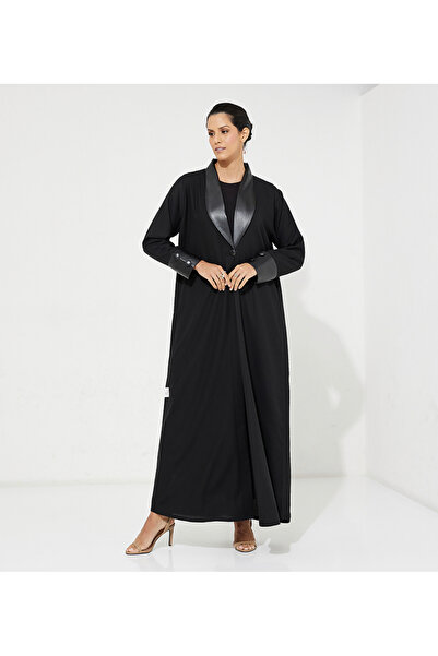 Rosette Abaya Black Leather Abaya
