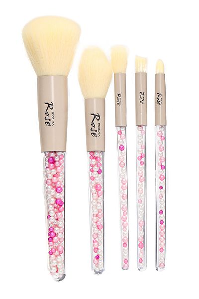 Roesıa Rose Cosmetics Proffesional 5-Piece Brush Set with Rose Beads
